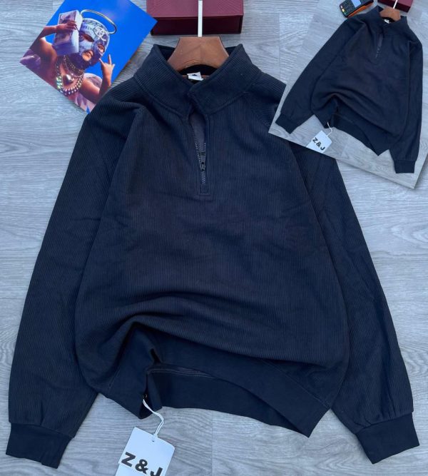 SWEATSHIRT DEEP BLUE ZIPPED