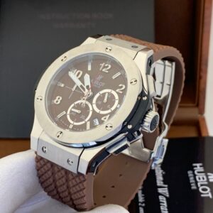 HUBLOT CHRONOGRAPH SILVER HEAD BROWN STRAP