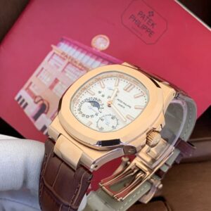 PATEK PHILIPPE AUTOMATIC ENGINE BROWN LEATHER STRAP