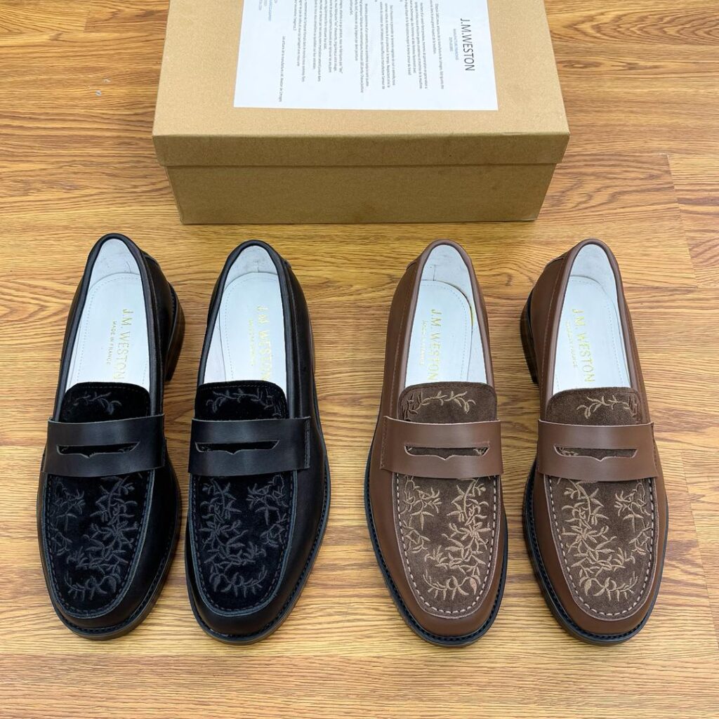 LM WESTON x DUKE & DEXTER VINE SUEDE PENNY LOAFERS